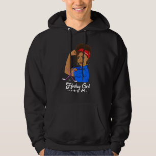 Ice Hockey Black Girl Vintage Love Afro Hockey Gir Hoodie
