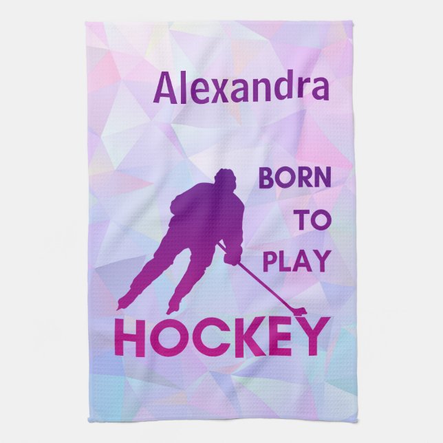 Ice hockey blade towel absorb born to play purple (Vertical)