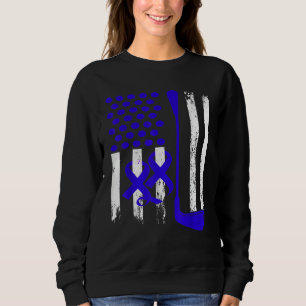 Ice Hockey Blue USA Flag Diabetes Awareness Month Sweatshirt