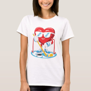 Ice Hockey Boys Men Funny Hockey Heart Love  T-Shirt