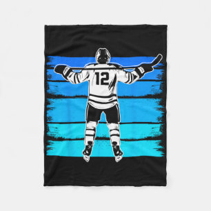 Ice Hockey Boys Number 12 12th Birthday 12 Year Ol Fleece Blanket