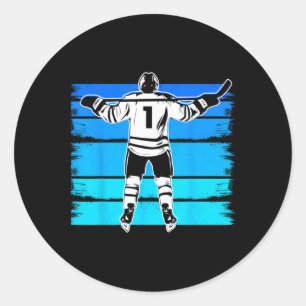 Ice Hockey Boys Number 1 1st Birthday 1 Year Old H Classic Round Sticker