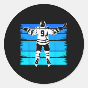 Ice Hockey Boys Number 9 9th Birthday 9 Year Old H Classic Round Sticker