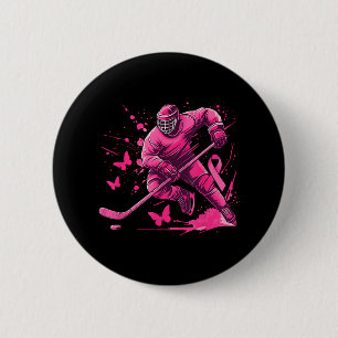 Ice Hockey Breast Cancer Awareness Player Pink Spl 6 Cm Round Badge
