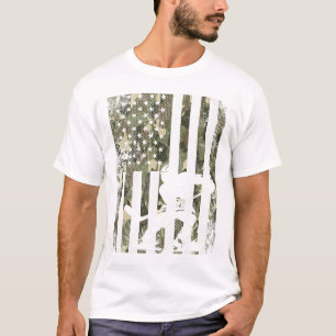 Ice Hockey Camouflage Usa Flag Hockey Player Hocke T-Shirt