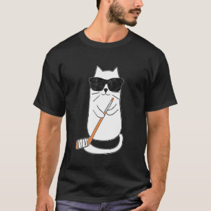 Ice Hockey Cat Hockey Player Stick Retro T-Shirt