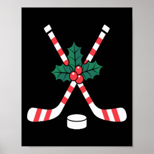 Ice Hockey Christmas Candy Cane Hockey Stick Xmas  Poster