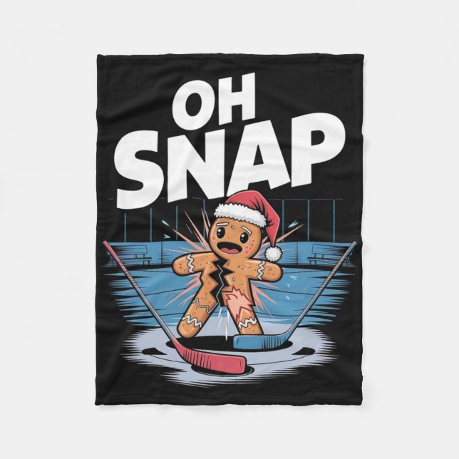 Ice Hockey Christmas Gingerbread  Fleece Blanket (Front)