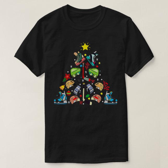 Ice Hockey Christmas Ornament Tree Funny Xmas Boys T-Shirt (Design Front)