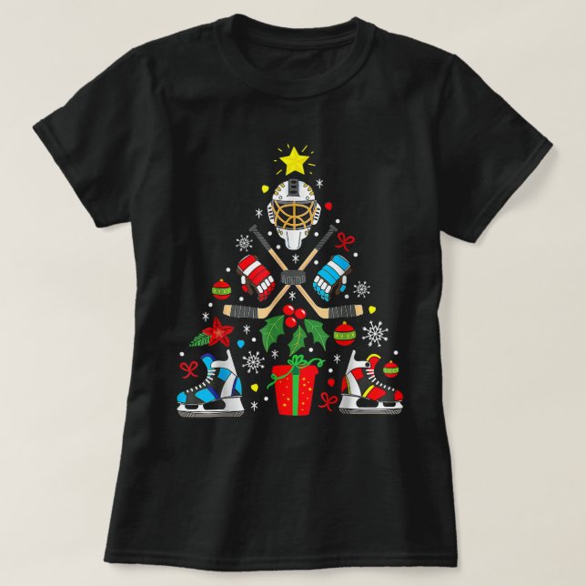 Ice Hockey Christmas Ornament Tree Funny Xmas Boys T-Shirt (Design Front)