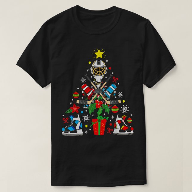 Ice Hockey Christmas Ornament Tree TTA T-Shirt (Design Front)