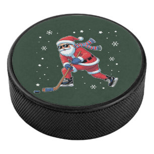 Ice Hockey Christmas Santa Playing Ice Sports Team Puck