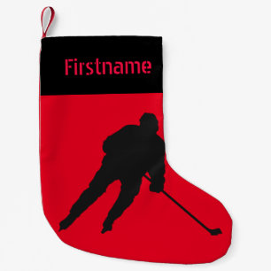 Ice hockey Christmas stocking - player red
