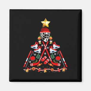 Ice Hockey Christmas Tree Fun Xmas Pjs Player Spor Magnet
