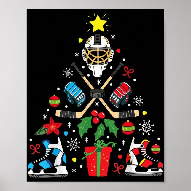 Ice Hockey Christmas Tree Ornaments Fun Xmas  Poster (Front)