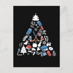 Ice Hockey Christmas Tree Postcard