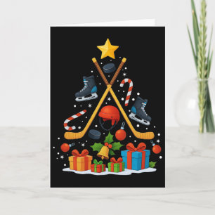 Ice Hockey Christmas Tree Xmas Card