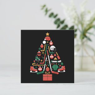 Ice Hockey Christmas Tree Xmas Sports Holiday Card