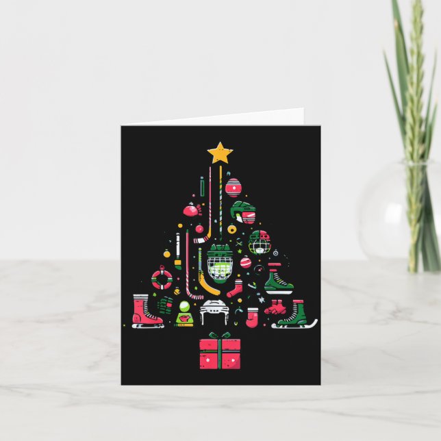 Ice Hockey Christmas Tree Xmas Srts Boys Kids Yout Card (Front)