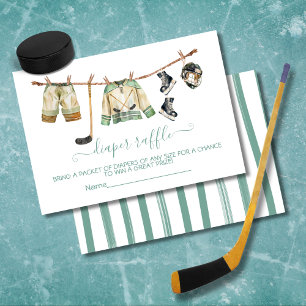Ice Hockey clothesline Diaper Raffle card