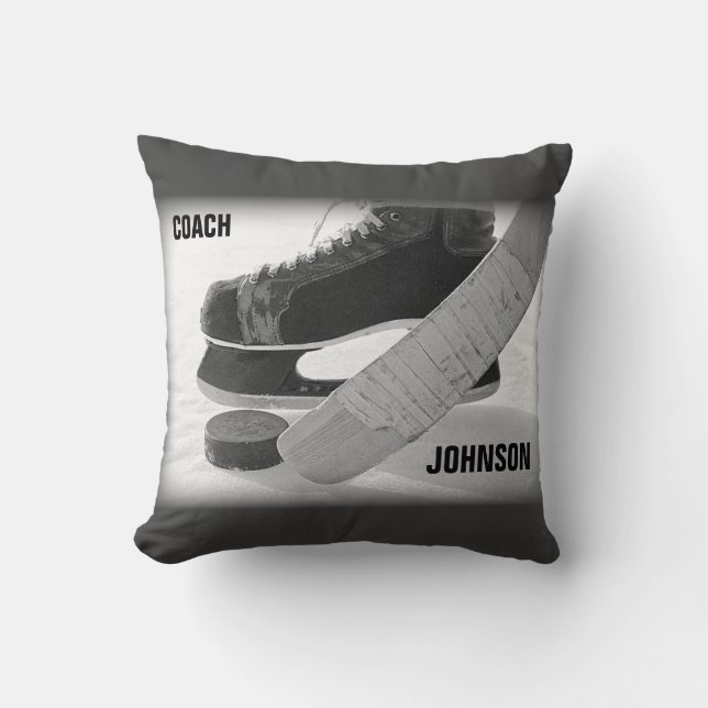 Ice Hockey Coach Thank You Cushion (Front)