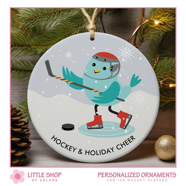 Ice Hockey Customisable Photo Ceramic Tree Decoration (Creator Uploaded)