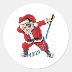 Ice Hockey Dabbing Santa Claus Hockey Player Chris Classic Round Sticker