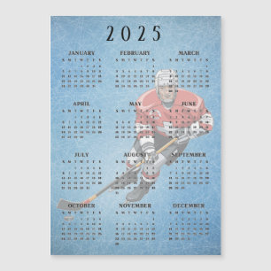 Ice Hockey Design 2025 Calendar Magnetic Card
