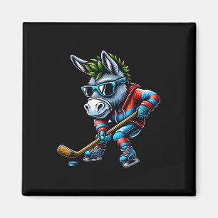 Ice Hockey Donkey Playing Cool Sports  Magnet