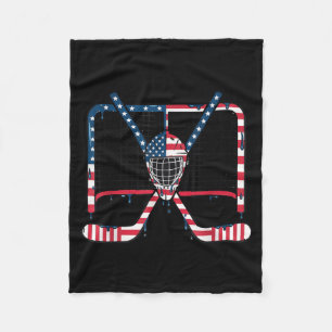 Ice Hockey Drip Goalie Field American Flag Boys Fleece Blanket