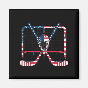 Ice Hockey Drip Goalie Field American Flag Boys Magnet