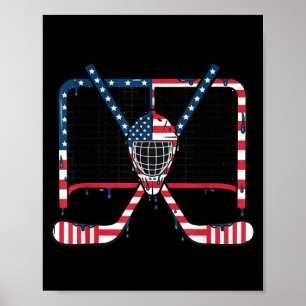 Ice Hockey Drip Goalie Field American Flag Boys Poster