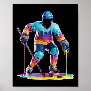 Ice Hockey Drip Ice Cream Tie Dye Hockey Player Ho Poster