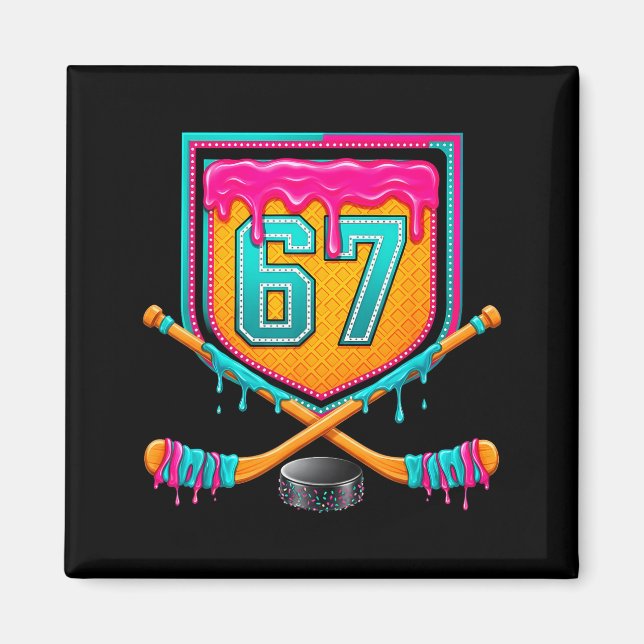 Ice Hockey Drip Number 67 Ice Hockey Player  Magnet (Front)