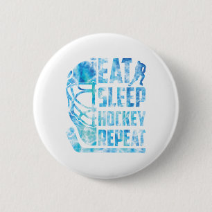 Ice Hockey Eat Sleep Hockey Repeat Funny Youth Boy 6 Cm Round Badge