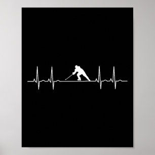 Ice Hockey Ecg Pulse Line Heartbeat Hockey Goal Pl Poster