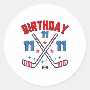 Ice Hockey Eleven Birthday Boy 11th Party Boys Age Classic Round Sticker