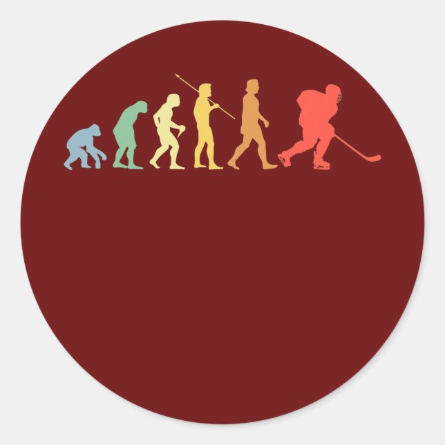 Ice Hockey Evolution Retro Sport Ice Hockey Classic Round Sticker (Front)