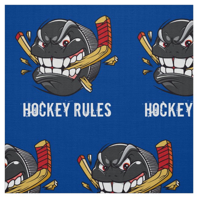 Ice Hockey Fabric by the Yard, YOUR TEXT, COLORS (Swatch)