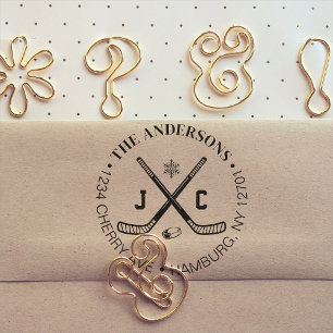 Ice Hockey Fan Family or Wedding Return Address Rubber Stamp