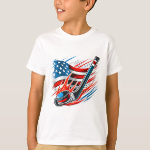 Ice Hockey Fan Players Patriotic 4th Of July Ameri T-Shirt