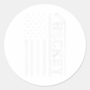 Ice Hockey Fan Players Patriotic Ice Hockey Americ Classic Round Sticker