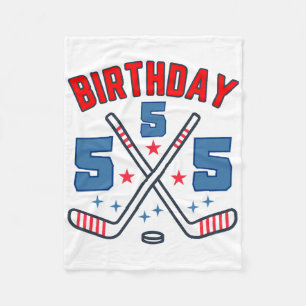 Ice Hockey Five Birthday Boy 5th Party Boys Age 5 Fleece Blanket