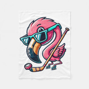 Ice Hockey Flamingo Cool Sport Vibe Fleece Blanket
