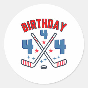 Ice Hockey Four Birthday Boy 4th Party Boys Age 4  Classic Round Sticker