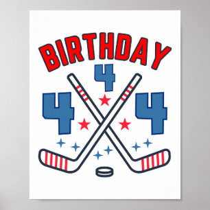 Ice Hockey Four Birthday Boy 4th Party Boys Age 4  Poster