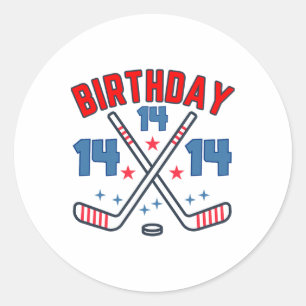 Ice Hockey Fourteen Birthday Boy 14th Party Boys A Classic Round Sticker