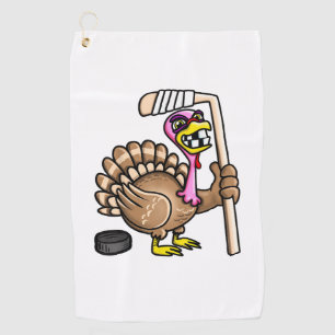 Ice Hockey Funny Thanksgiving Turkey fall session  Golf Towel