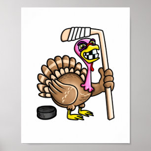 Ice Hockey Funny Thanksgiving Turkey fall session  Poster