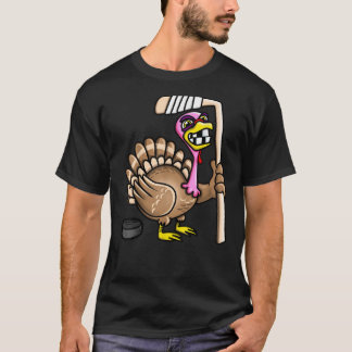 Ice Hockey Funny Thanksgiving Turkey fall session T-Shirt